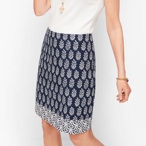 Talbots Navy White Canvas A-Line Skirt Size 8